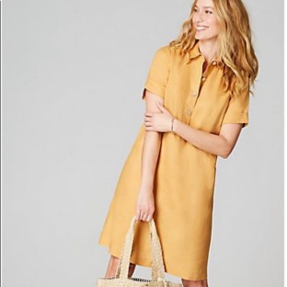 J. JILL Love Linen 100% Linen Mustard Yellow Wooden Buttons Collar Pockets XL - Picture 13 of 13